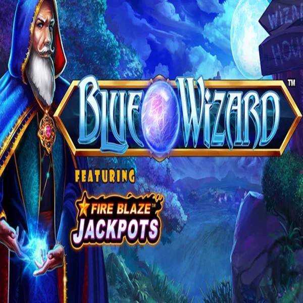 Blue Wizard Fire Blaze Jackpots logo by Rarestone Gaming LeoVegas Casino