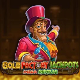 Gold Factory Jackpots Mega Moolah game by Aurum Signature Studios – logo hosted on LeoVegas Casino