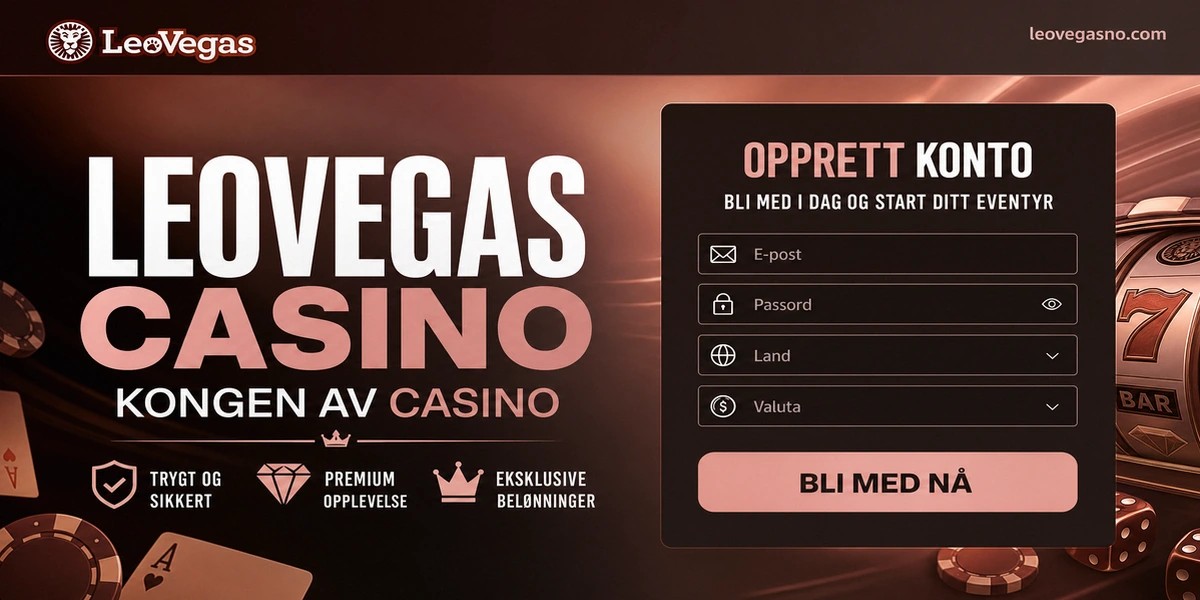Sign-up and registration screen for LeoVegas Casino online casino, localized for NO.
