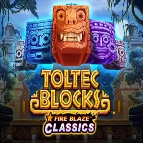 Fire Blaze: Toltec Blocks slot logo by Rarestone Gaming at LeoVegas Casino